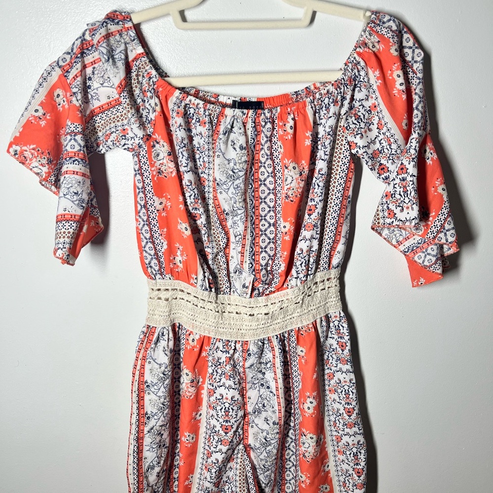 Faded Rose Floral Off-Shoulder Romper